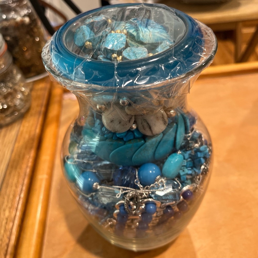 All Blue Jewelry Mystery Vase
